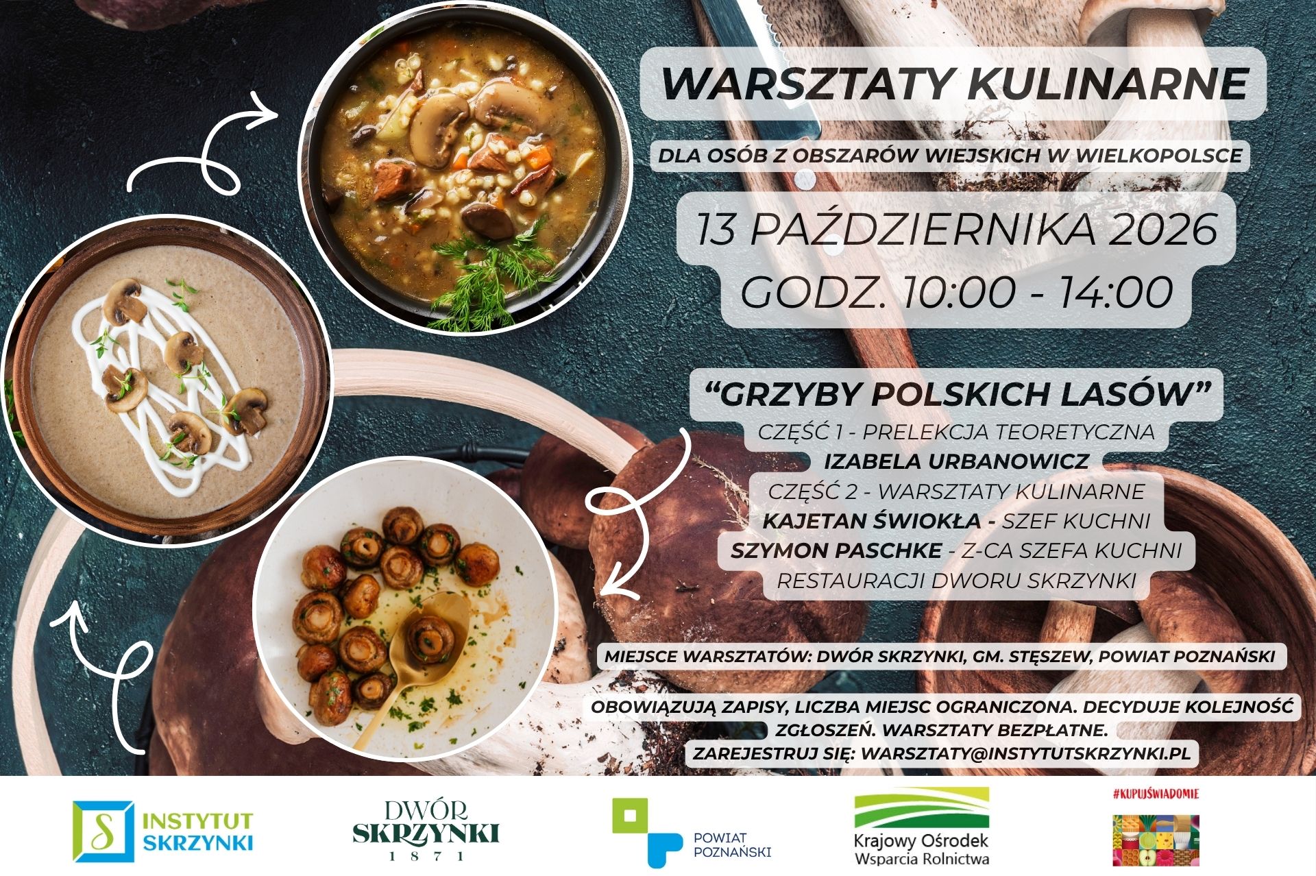 Grzyby polskich lasów: jesienne warsztaty kulinarne z KOWR w Dworze Skrzynki